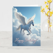 翼のある馬の誕生日カード カード (黄色い花)