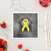 翼のある黄色の認識度リボン スタンダードカクテルナプキン (インサイチュ)