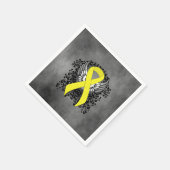 翼のある黄色の認識度リボン スタンダードカクテルナプキン (角)