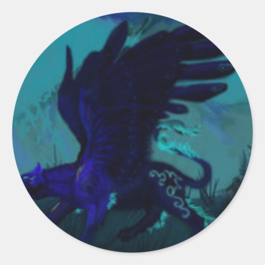 翼のある黒いヒョウ ラウンドシール (正面)
