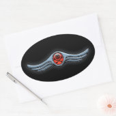 翼のスカルのクロム 楕円形シール (封筒)