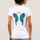 翼のティール(緑がかった色)および黒 Tシャツ (裏面)