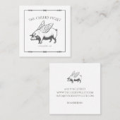 翼のロゴを持つ生意気なカスタム子豚 スクエア名刺 (正面/裏面)