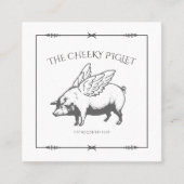 翼のロゴを持つ生意気なカスタム子豚 スクエア名刺 (正面)