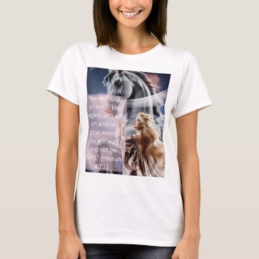 「翼の上に舞う」女子Tシャツ Tシャツ (正面)