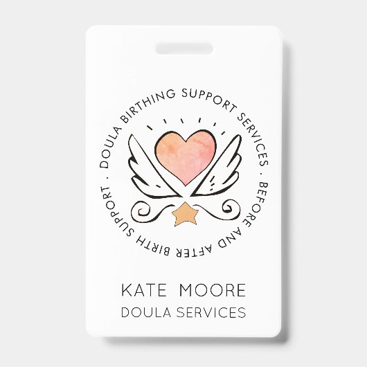 翼の名前が白いハートまたは助産師 バッジ (正面)