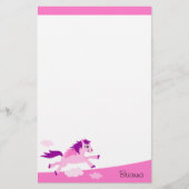 翼の名前入りな名前のかわいいピンクの馬 便箋 (正面)