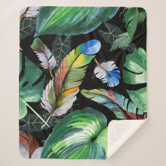 翼の水彩鳥の羽の模様。アクアレル シェルパブランケット