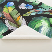 翼の水彩鳥の羽の模様。アクアレル シェルパブランケット (3/4)