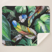 翼の水彩鳥の羽の模様。アクアレル シェルパブランケット (正面(横))