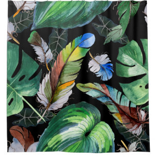 翼の水彩鳥の羽の模様。アクアレル シャワーカーテン