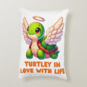 翼の漫画とキュートな亀の天使 アクセントクッション (裏面(縦))