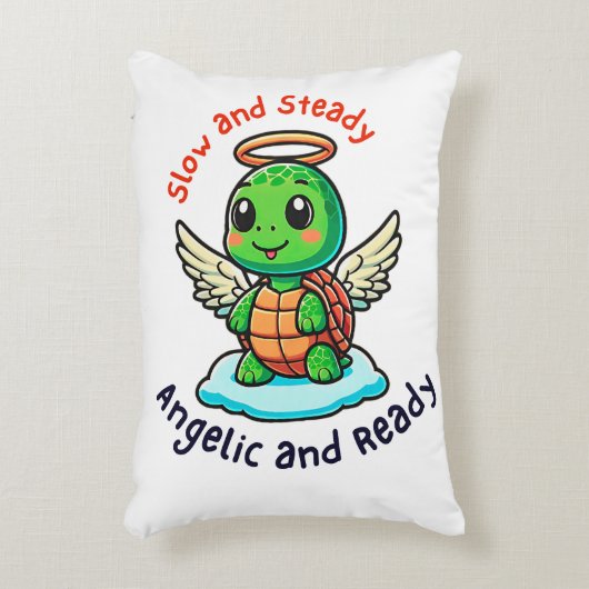 翼の漫画とキュートな亀の天使 アクセントクッション (正面(垂直))