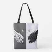 翼の白黒 トートバッグ (裏面)