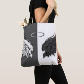 翼の白黒 トートバッグ (クローズアップ)