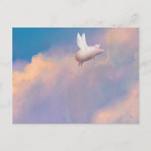 翼はがき付きの豚 ポストカード (正面)