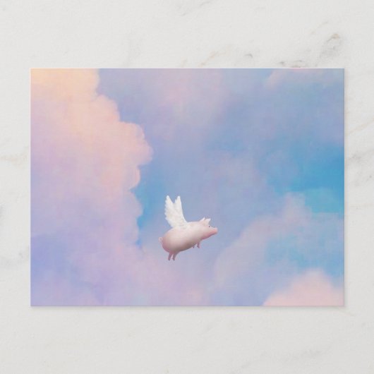 翼はがき付きの豚 ポストカード (正面)