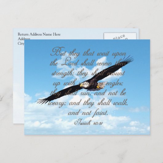 翼はワシとして、イザヤ書40:31キリスト教の聖書 ポストカード (正面/裏面)