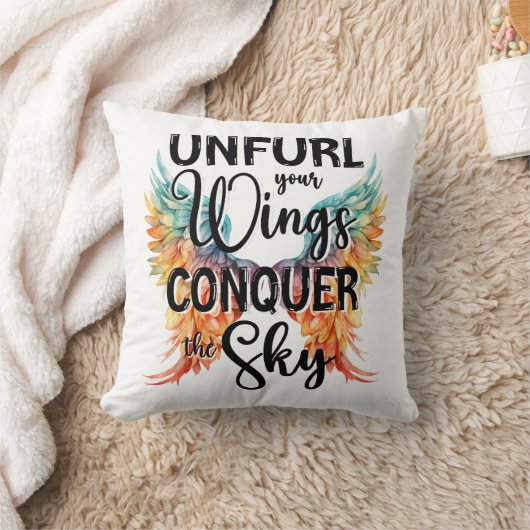翼を広げて空を征服する翼を強化 クッション (ブランケット)