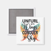 翼を広げて空を征服カラフルする マグネット (正面/裏面)