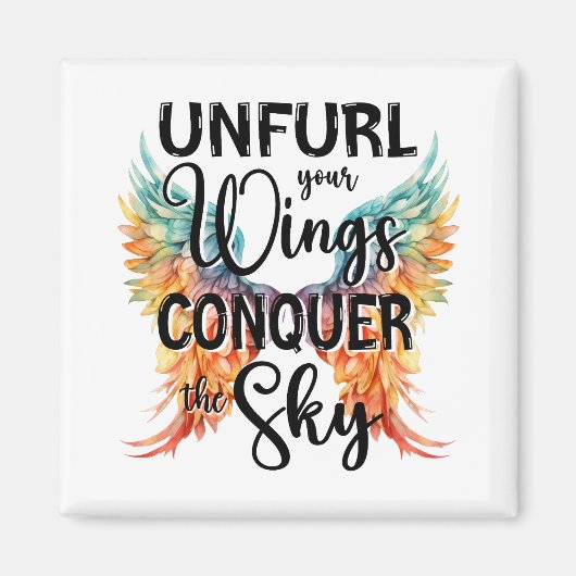 翼を広げて空を征服カラフルする マグネット (正面)