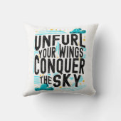 翼を広げて空を征服感動的、 クッション (裏面)