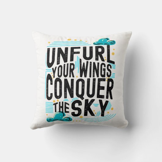 翼を広げて空を征服感動的、 クッション (裏面)