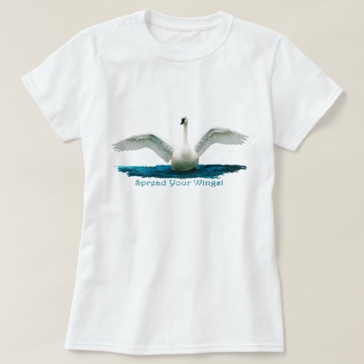 翼を広げるトランペータースワン長袖シャツ Tシャツ (デザイン正面)