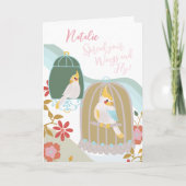 翼を広げる美しい鳥の卒業 カード (正面)