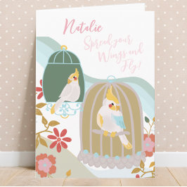 翼を広げる美しい鳥の卒業 カード