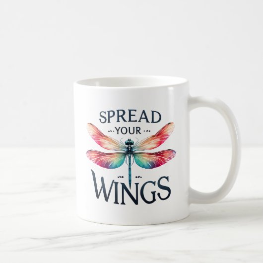 翼を広げる – Dragonfly芸術的 コーヒーマグカップ (右)