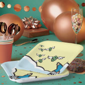 翼を持ってお金を指さす人 ペーパープレート