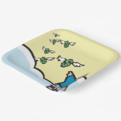 翼を持ってお金を指さす人 ペーパープレート (傾斜あり)