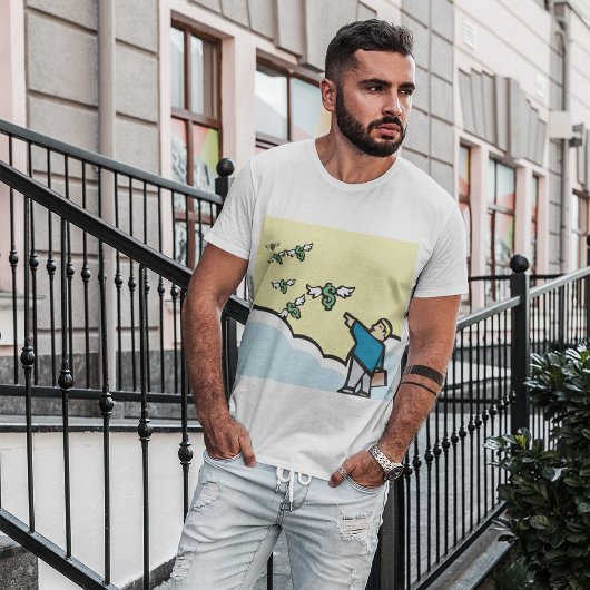 翼を持ってお金を指さす人 Tシャツ