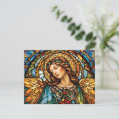 翼を持つステンドグラス天使 ポストカード (スタンド正面)