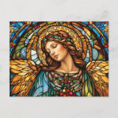翼を持つステンドグラス天使 ポストカード (正面)