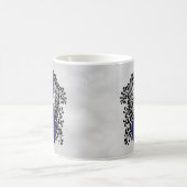 翼を持つダークブルーリボン コーヒーマグカップ (中央)