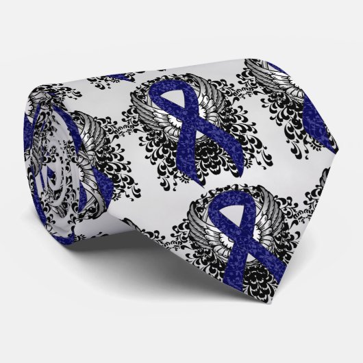 翼を持つダークブルーリボン ネクタイ (ロール)