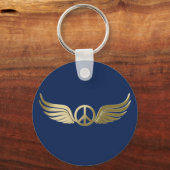 翼を持つメタルルピースのシンボル キーホルダー (正面)