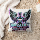 翼を持つ光沢のある金属製の天使、Y2Kデザイン クッション (ブランケット)