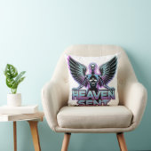 翼を持つ光沢のある金属製の天使、Y2Kデザイン クッション (椅子)