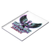 翼を持つ光沢のある金属製の天使、Y2Kデザイン ノートブック (左側)