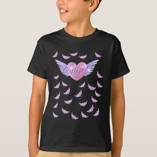 翼を持つ天使ハート Tシャツ (正面)