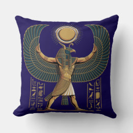 翼を持つ太陽の守護神ホルス クッション