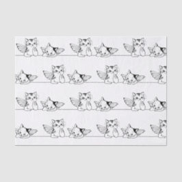 翼を持つ思慮深い子猫ティッシュペーパー 薄葉紙