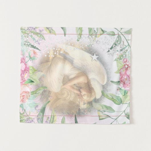 翼を持つ眠れる天使の花 タペストリー (正面(横))