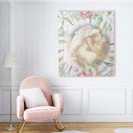 翼を持つ眠れる天使の花 タペストリー