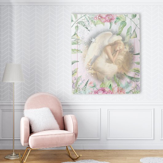 翼を持つ眠れる天使の花 タペストリー