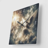 翼を持つ美しい天使 スクエア壁時計 (傾斜)