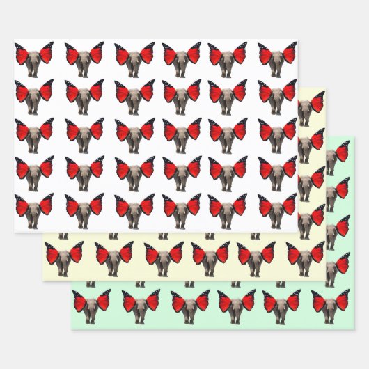 翼を持つ象の包装紙 ラッピングペーパーシート (セット)